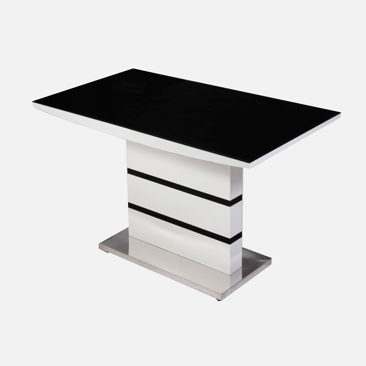 ALDRTABSMA Aldridge Small High Gloss Dining Table White with Black Glass Top