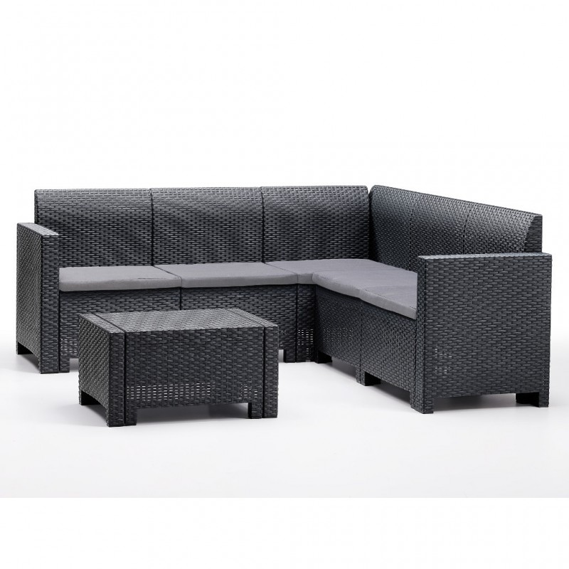 Nebraska 5 Seat Corner Lounge Set in Anthracite and Grey