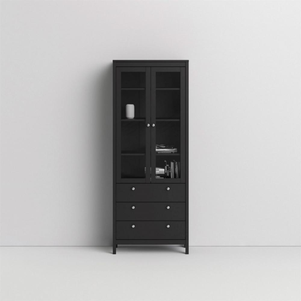 Madrid China cabinet 2 doors w/glass + 3 drawers in Matt Black