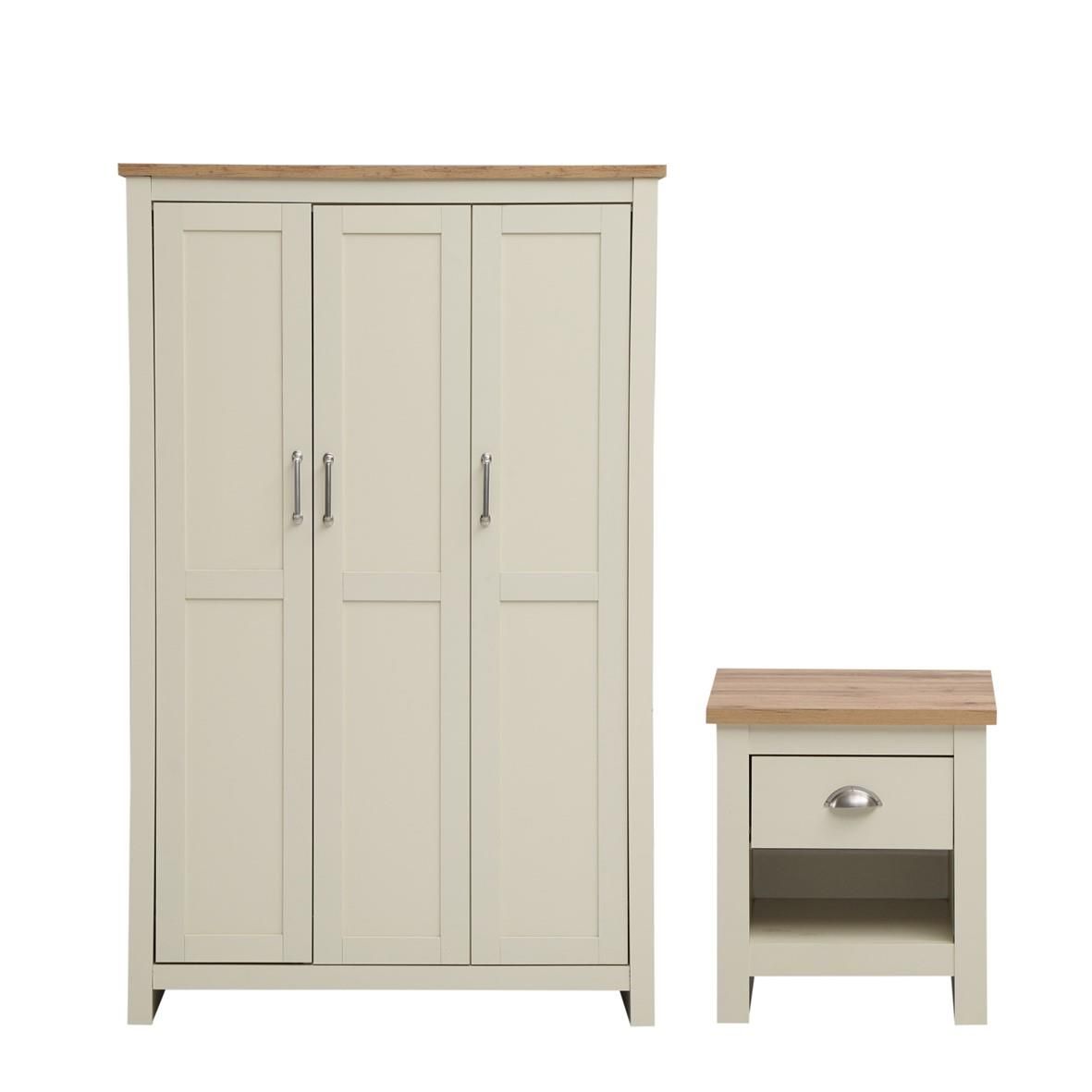 LISBON 2 PIECE BEDROOM SET - 3 DOOR WARDROBE 1 DRAWER BEDSIDE