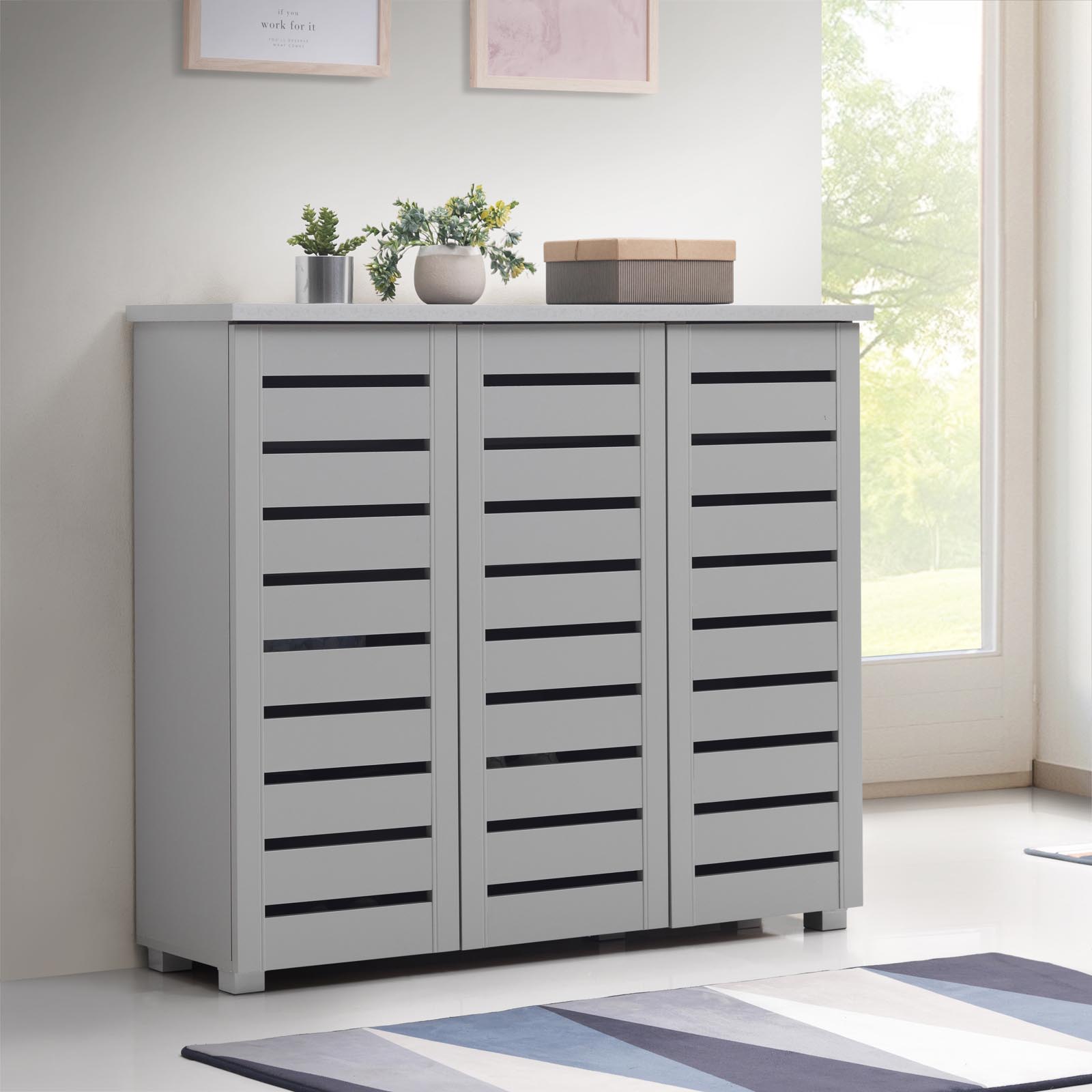 Essentials 3 Door shoe cabinet in Grey