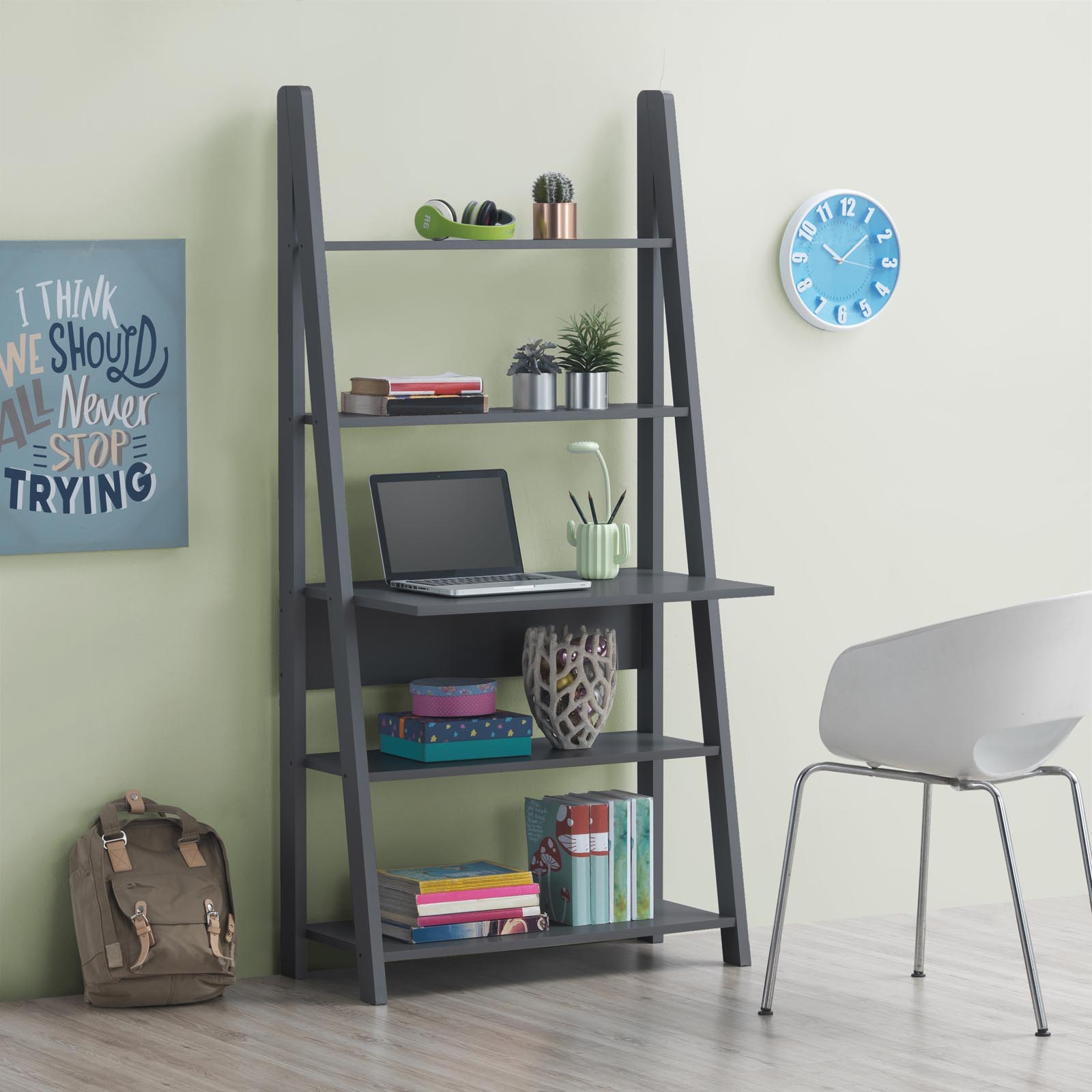 Riva Ladder Desk in Dark Grey