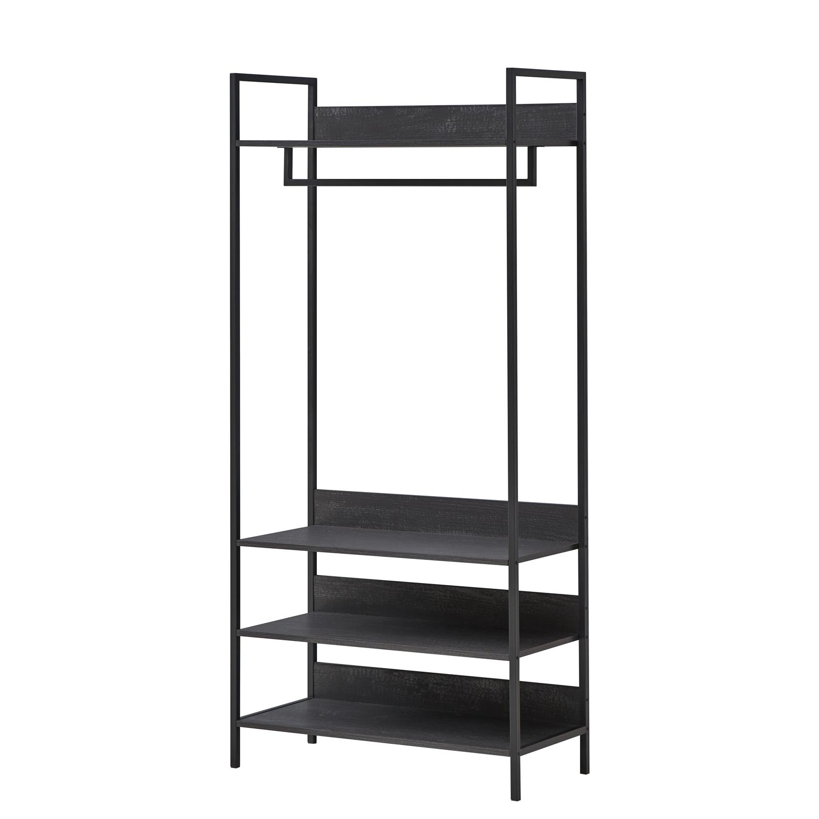 Zahra Open Wardrobe with 4 Shelves Black - Home Supplier