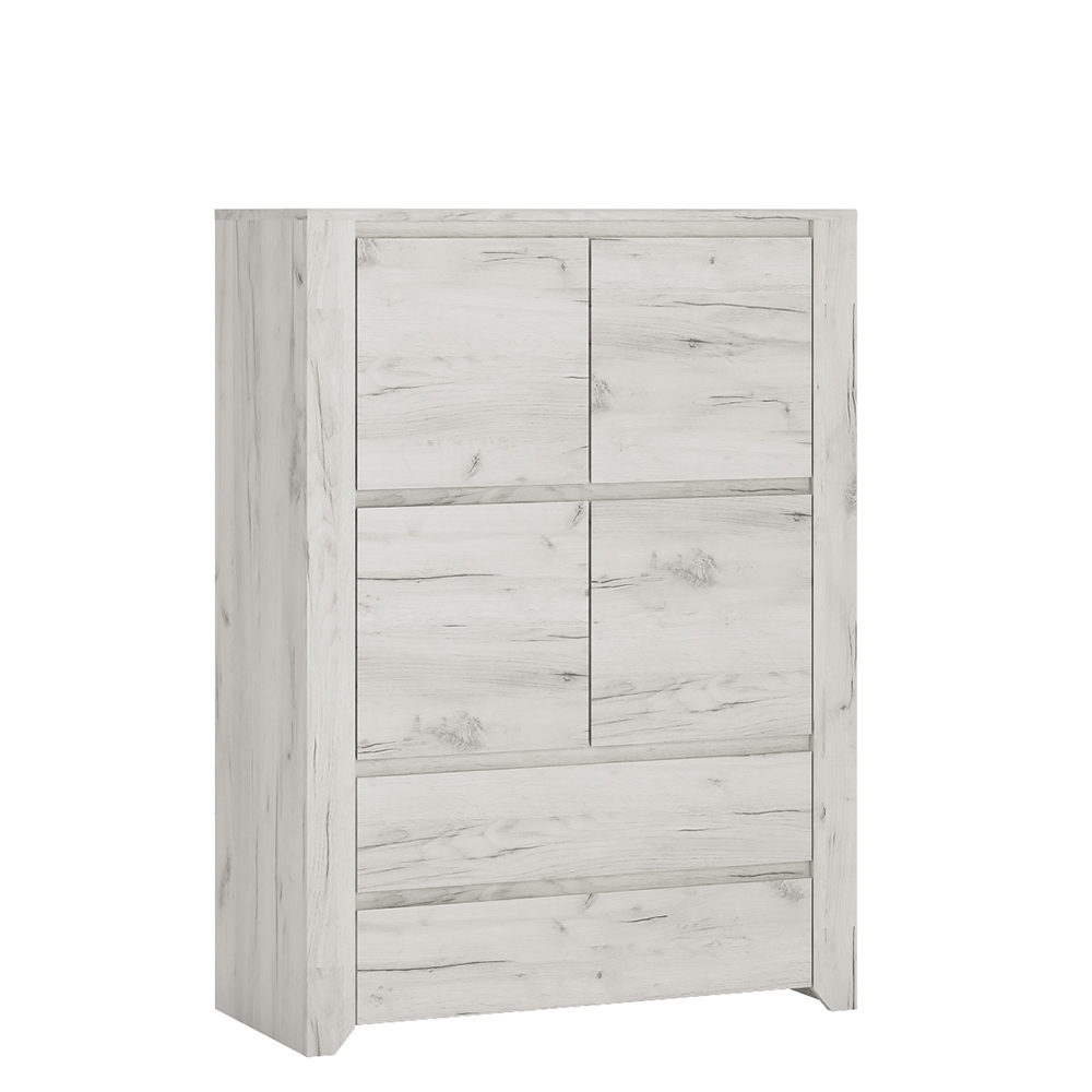 Angel White Crafted Oak Bedroom Office Furniture 4 Door 2 Drawer Cupboard Unit 