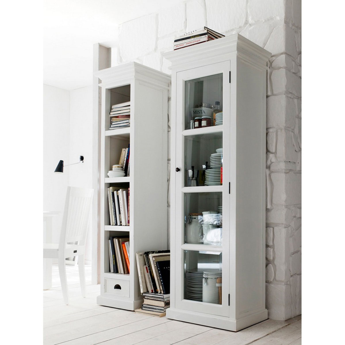 NovaSolo Halifax Bookshelf with Drawer in Classic White Home