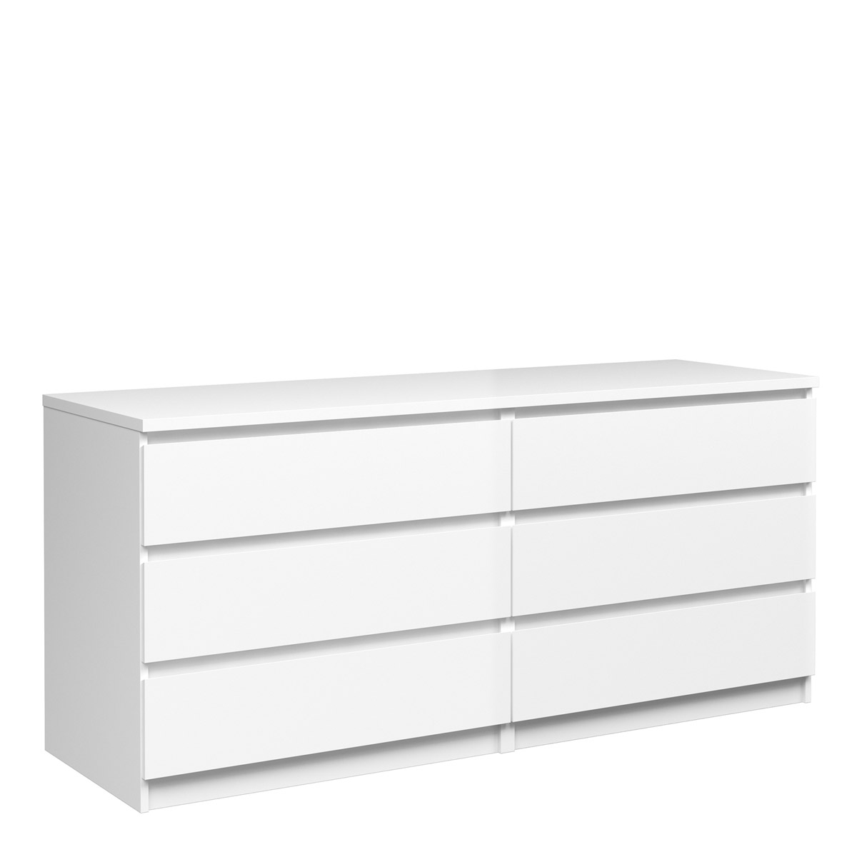 Naia Wide Chest of 6 Drawers (3+3) White High Glos