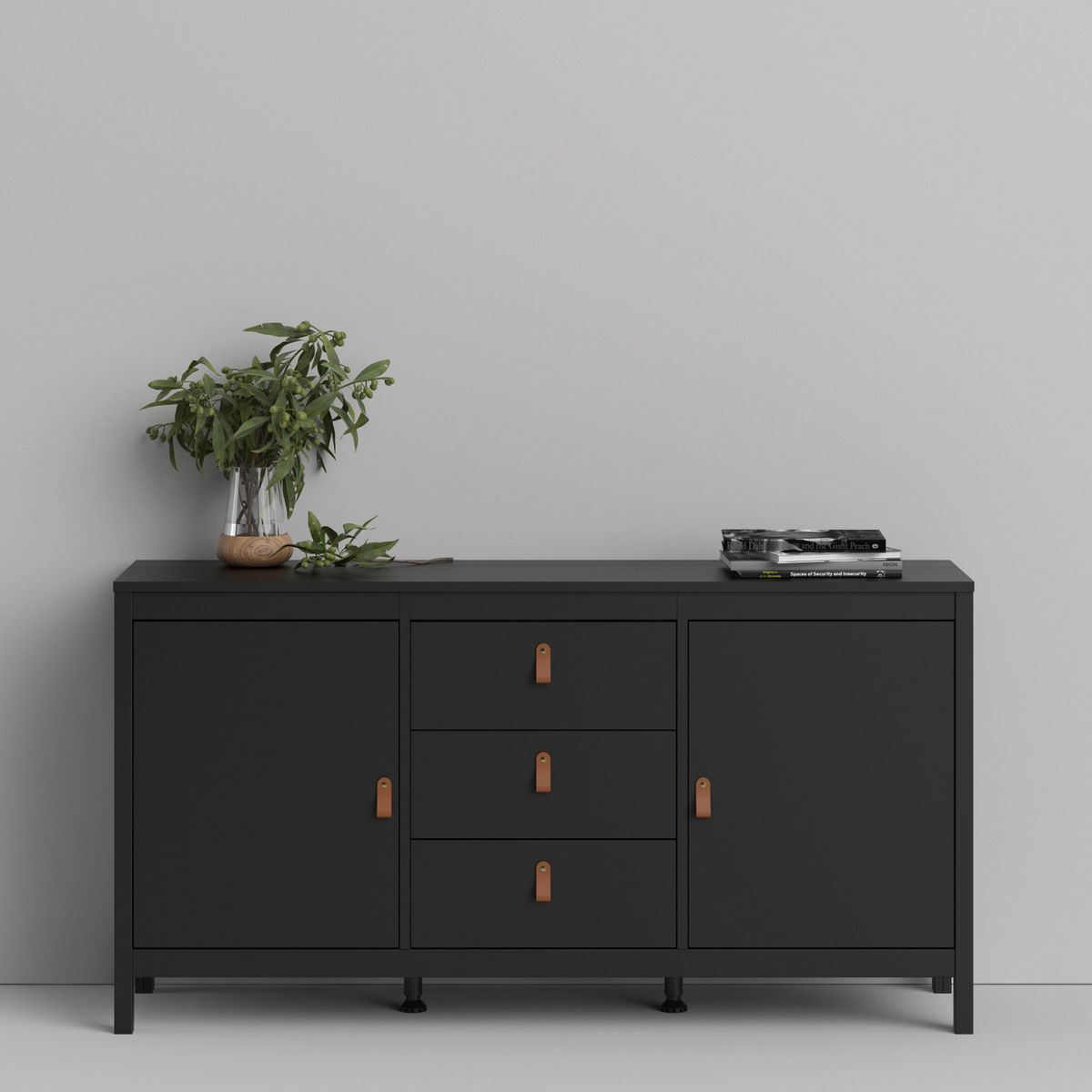 Barcelona Sideboard 2 doors + 3 drawers in Matt Black