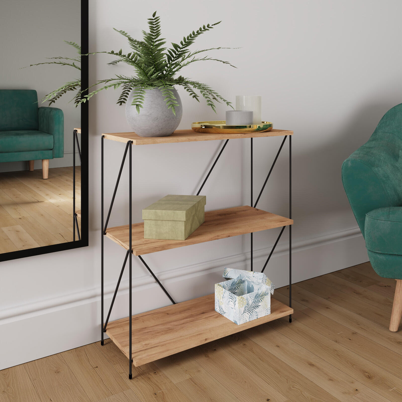 Leyo Living 3 Tier Bookcase in Oak