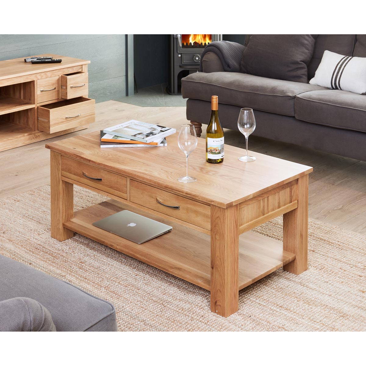 Mobel Oak Four Drawer Coffee Table