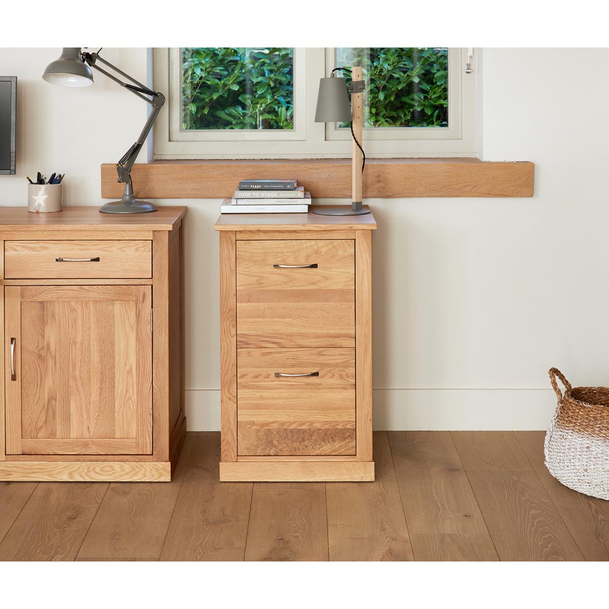 Mobel Oak Two Drawer Filing Cabinet