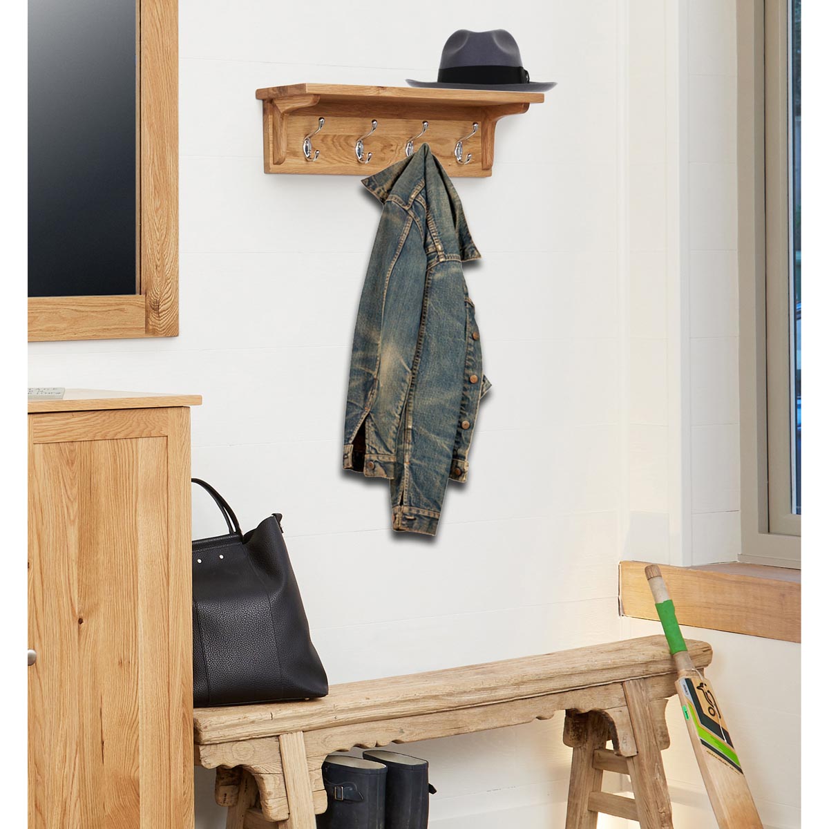 Mobel Oak Wall Mounted Coat Rack